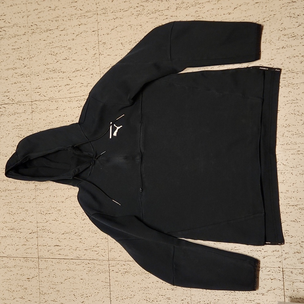 Puma Evo Stripe Black 1/4 Zip Pullover Hoodie Sweater